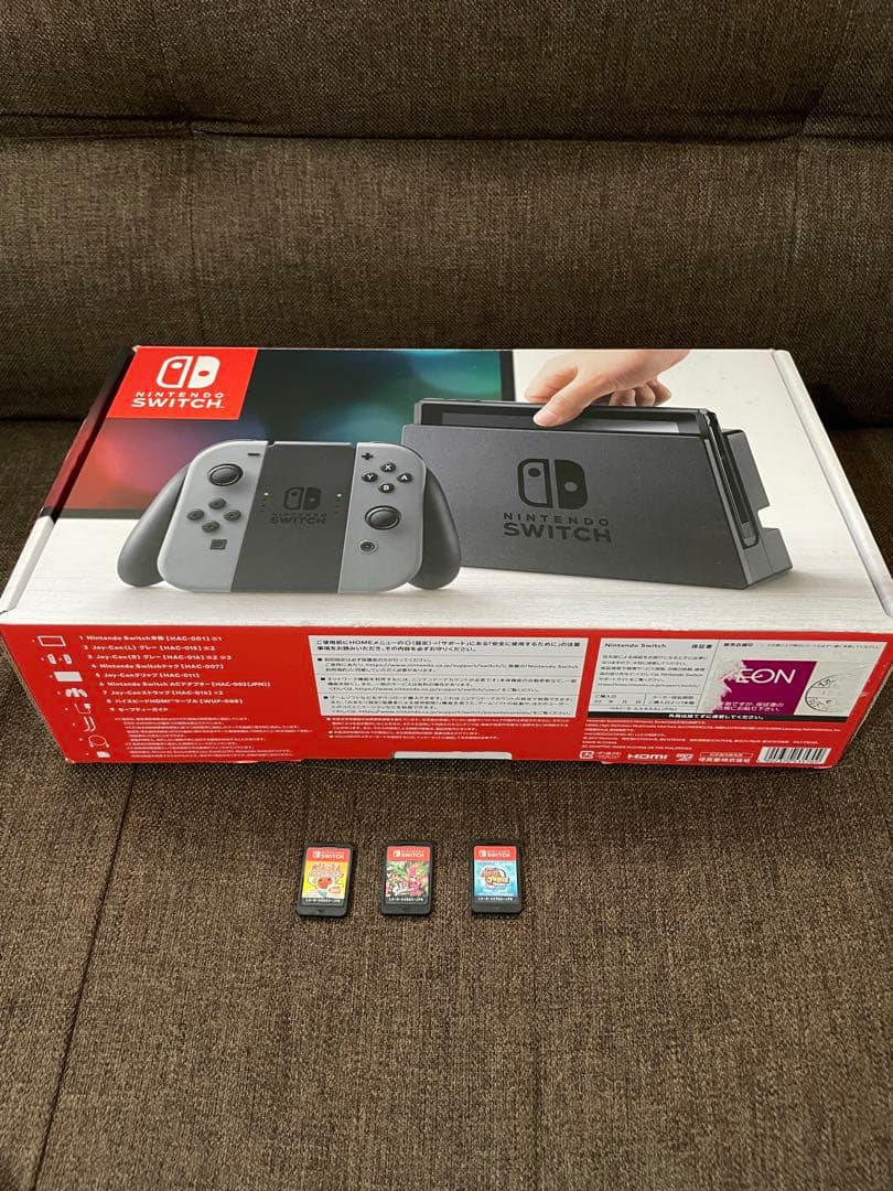 任天堂 Switch 本体 グレー 箱 おまけソフト3本付き