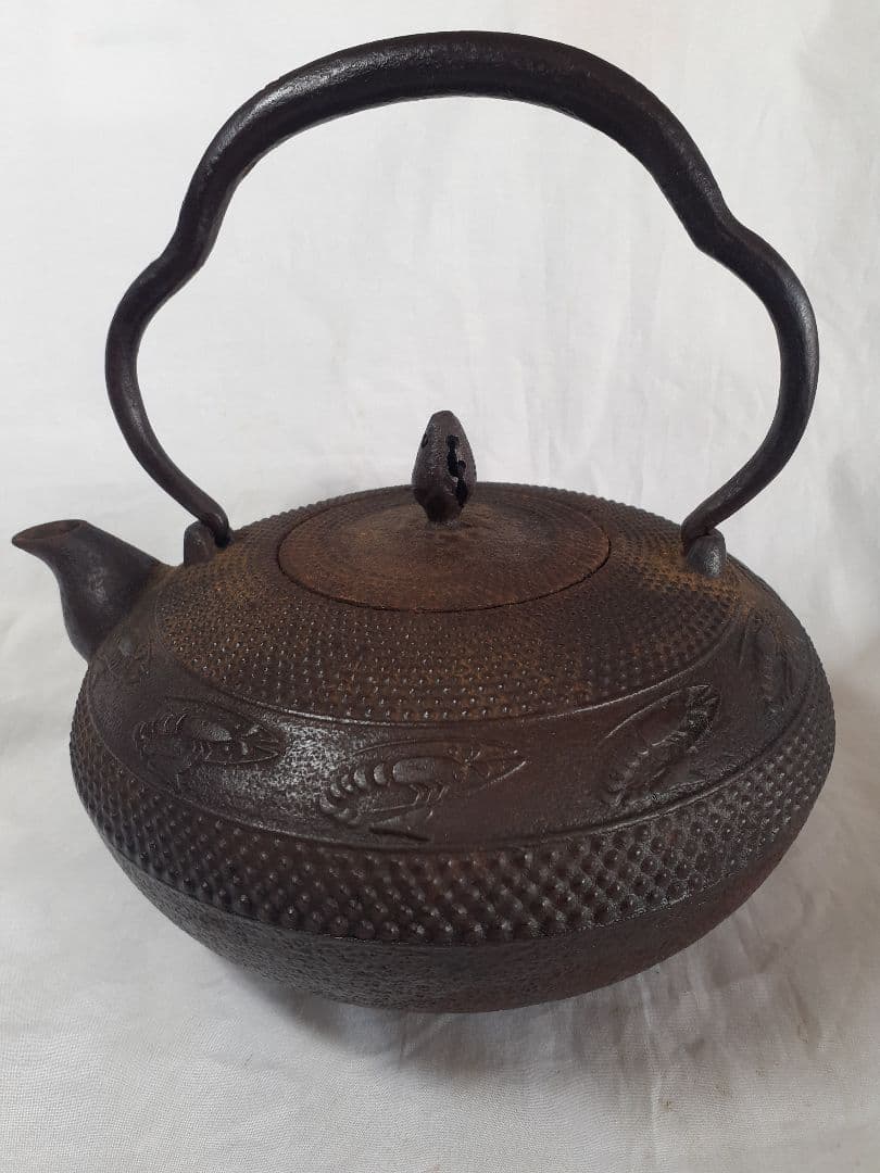 南部鉄瓶、骨董 、三厳堂 送料込み、海老とあられ