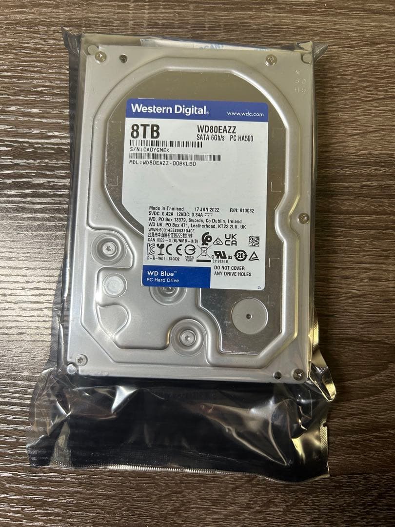 外付けハードディスク・ドライブ WD Blue 8TB HDD WD80EAZZ