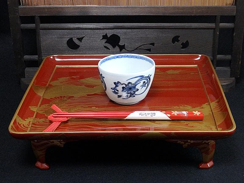 古伊万里　藍九谷　菊に蘭の図　大振蕎麦猪口　江戸中期　C552AS-BKc