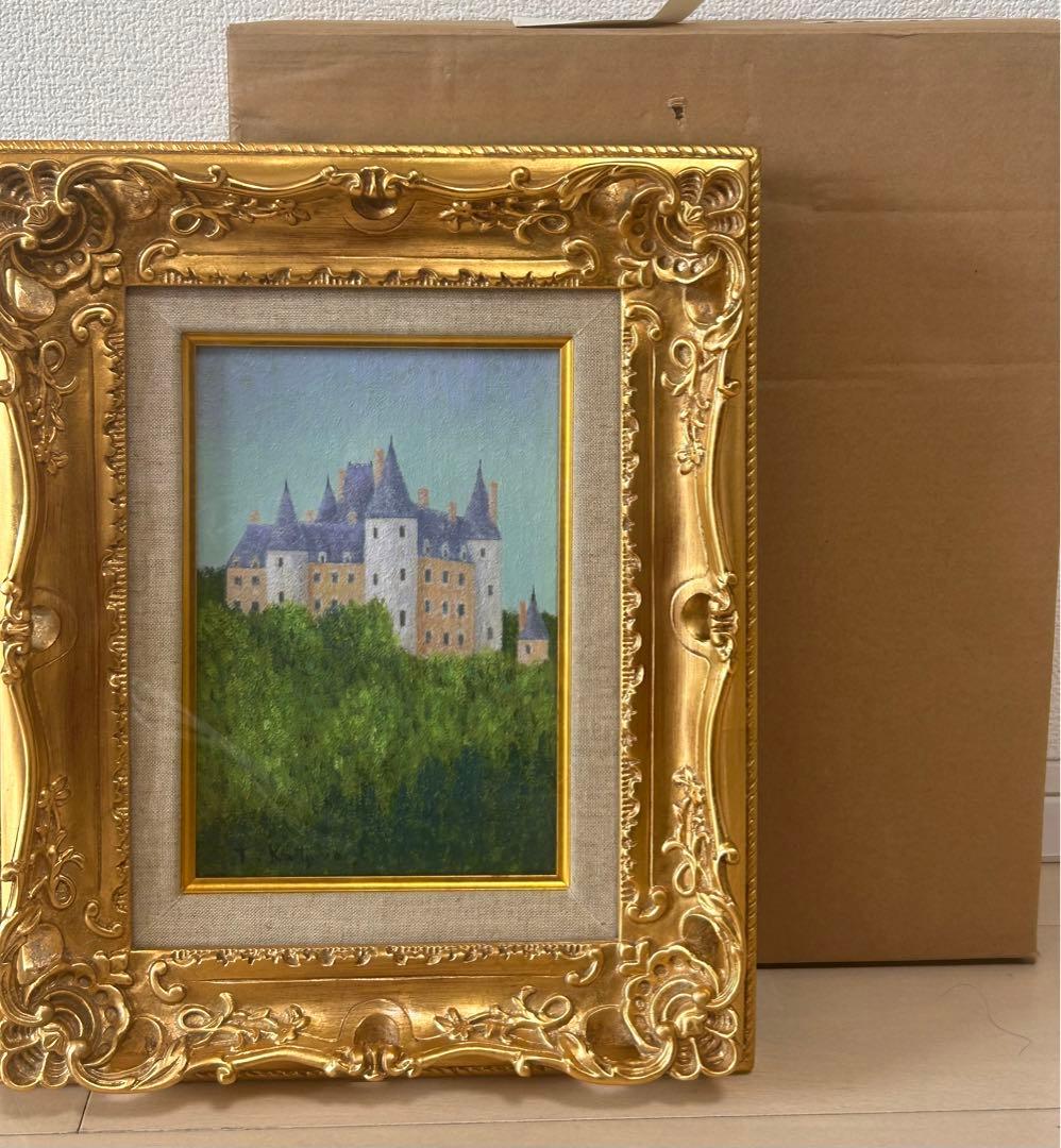 真作　勝呂隆光　油彩画 城　T. Kiyoshi