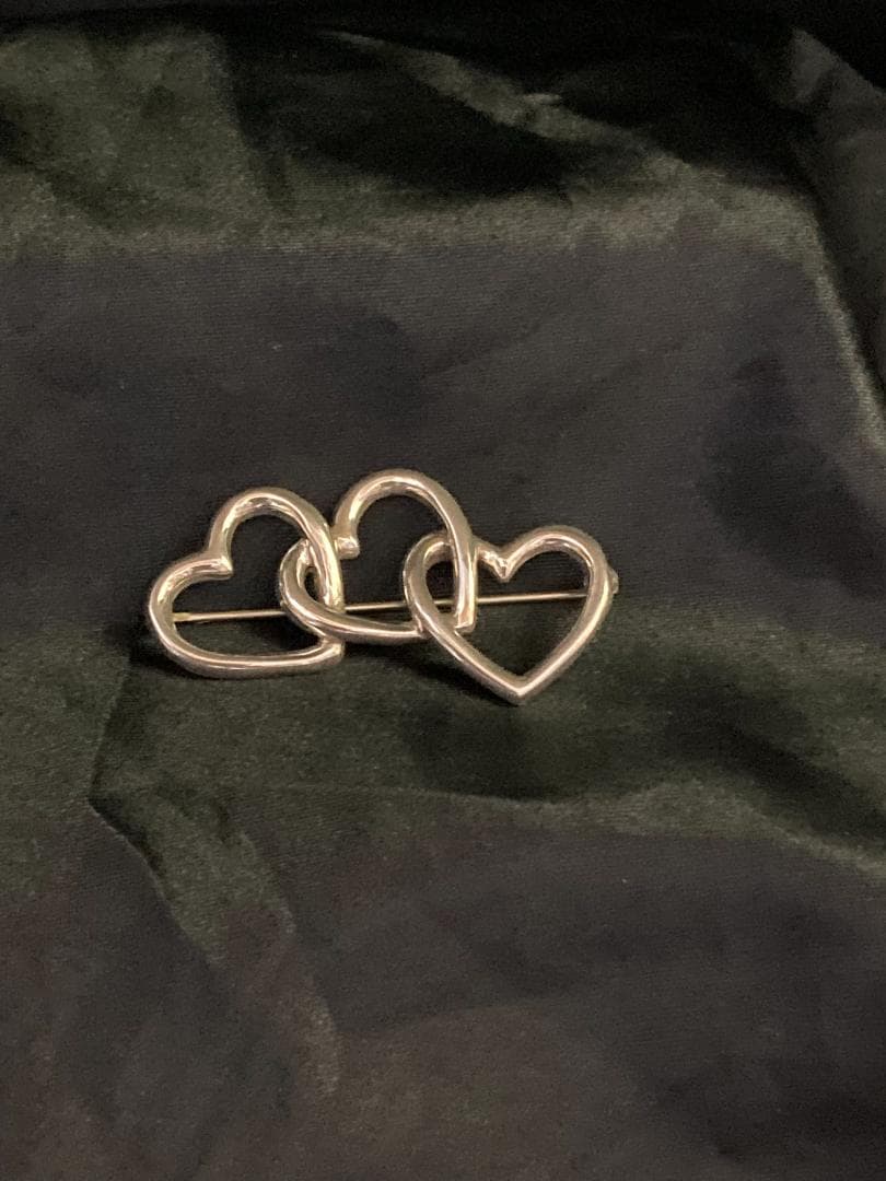 美品 オールドティファニー トリプルオープンハート ブローチ 1984 925