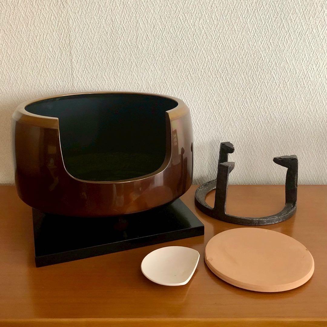 面取風炉 中磨唐金製 底土器 前土器 茶道具