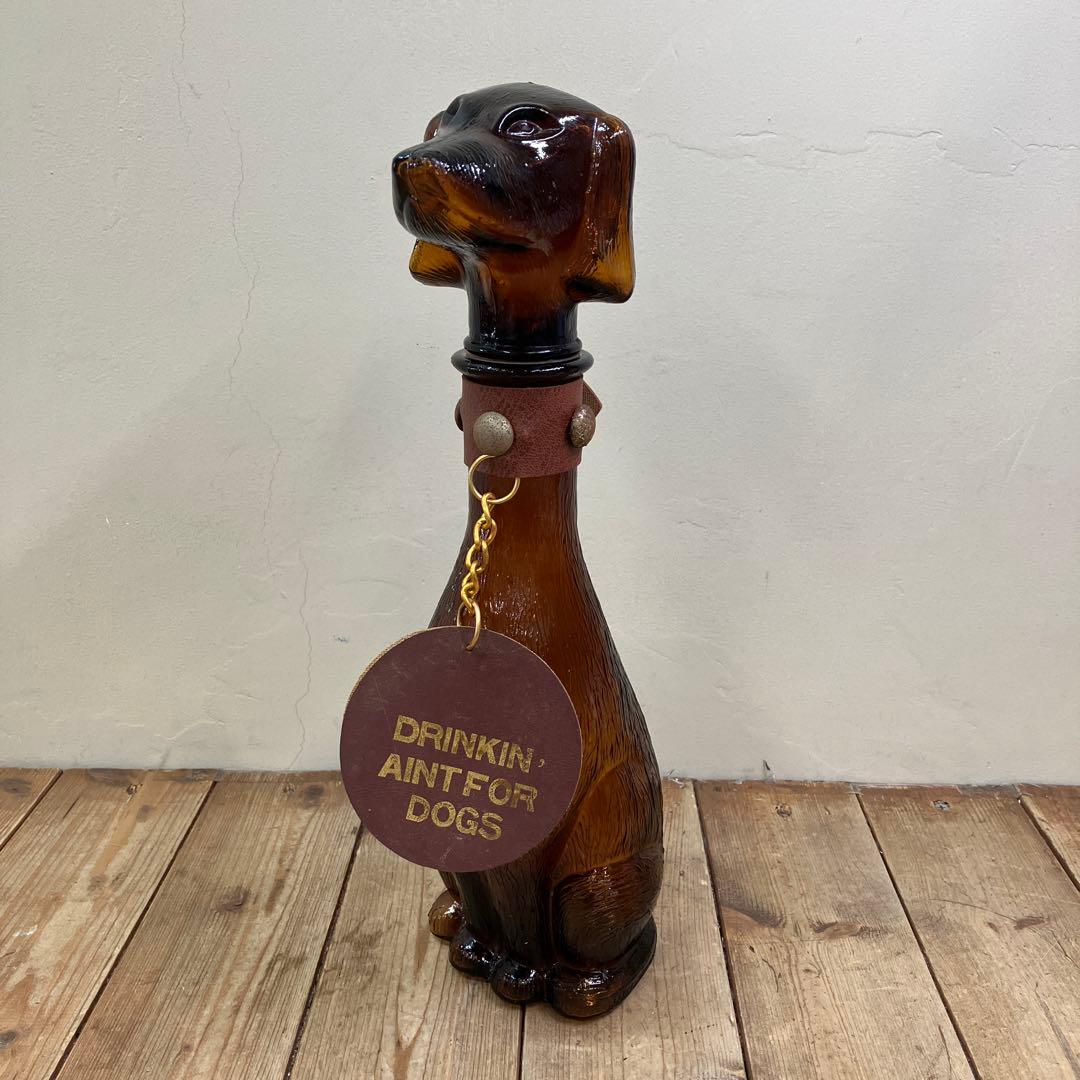 D-4 ② ヴィンテージ ダックスフント ダキャンタ デカンタ アンバーガラス