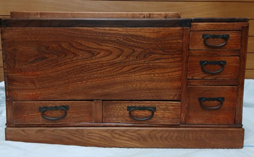 や*す様 レトロ　年代物　木製火鉢 引き出し付き 銅製内装