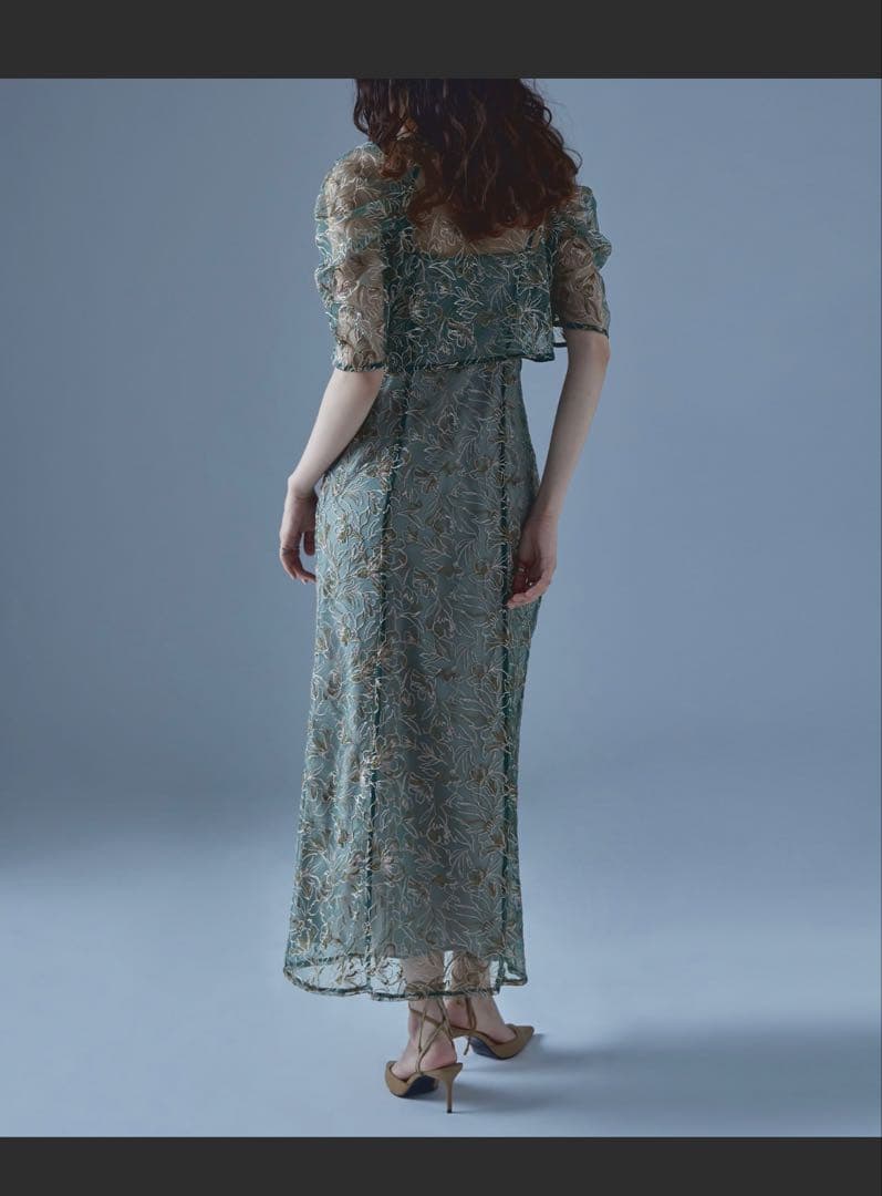 刺繍レースレイヤードドレス