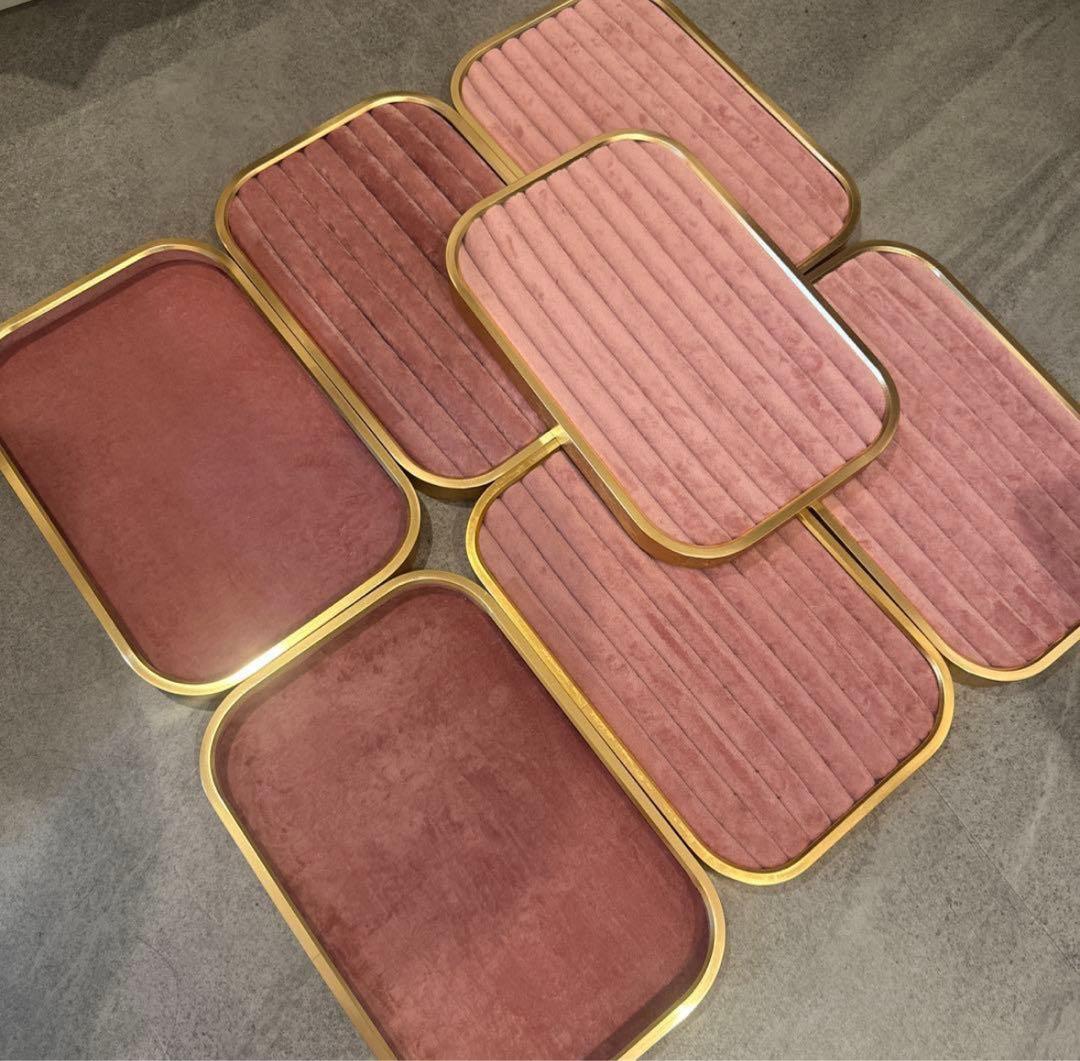 ピンク ベロア トレイ 7枚セット 什器 リングケース リングトレイ