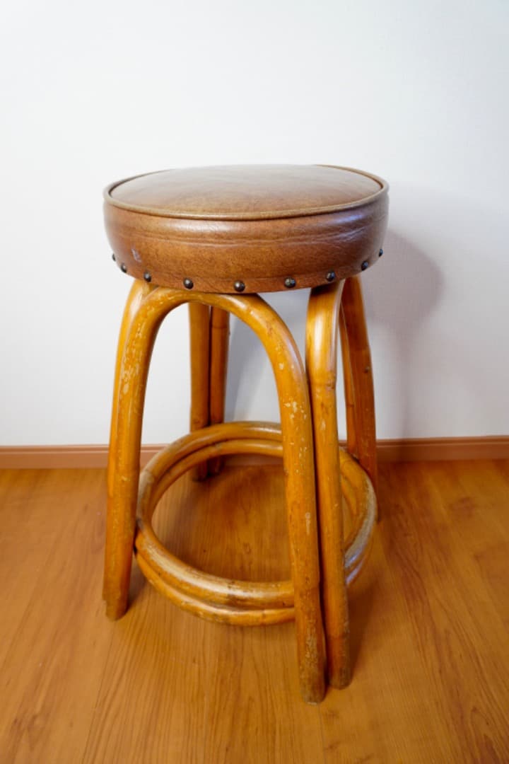 USヴィンテージ ラタン カウンターチェア スツール②