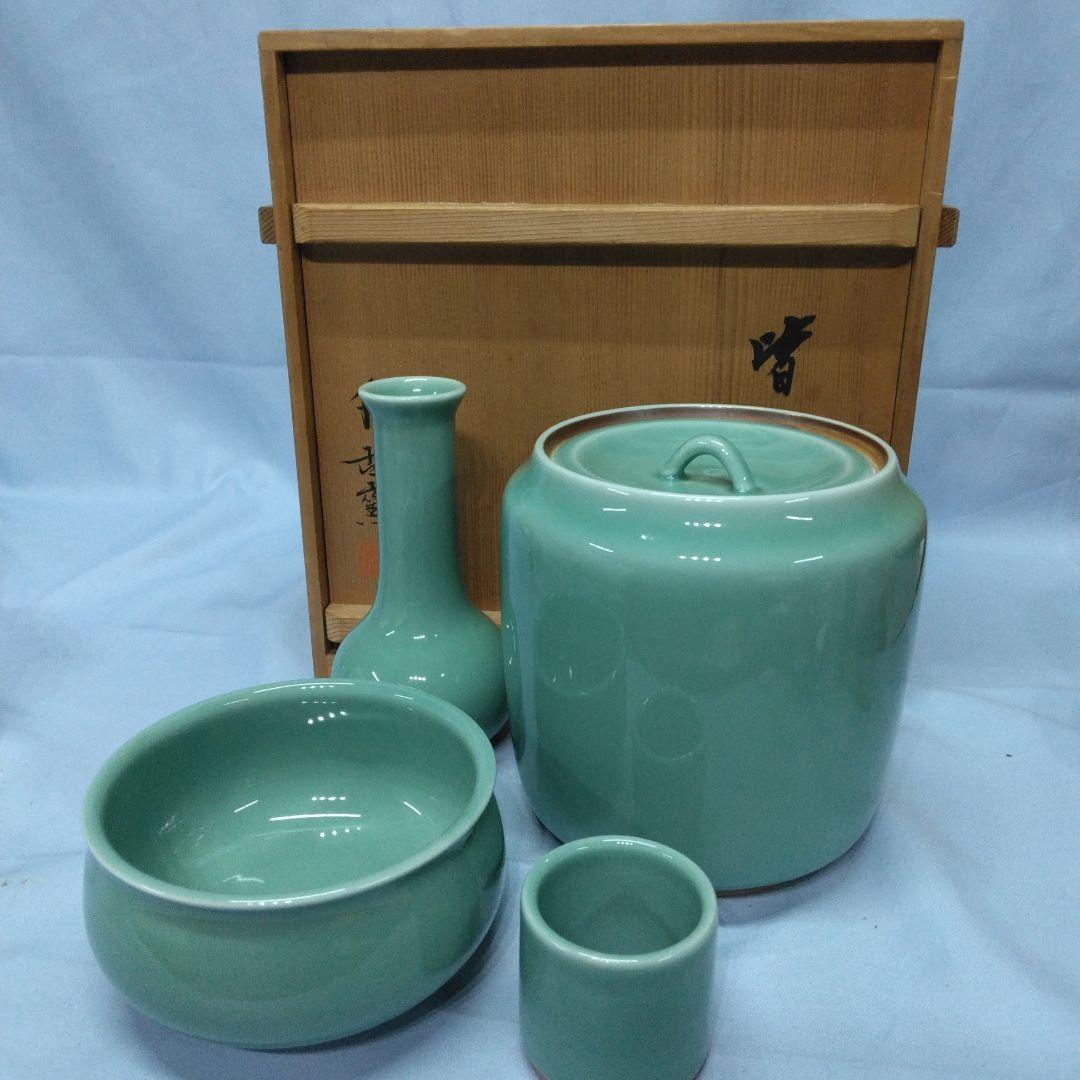 皆具　青磁　茶道具　千古窯