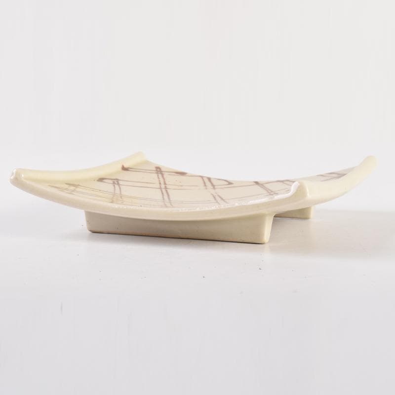 織部焼　四方皿　銘々皿　六客　在銘　共箱　C　6961