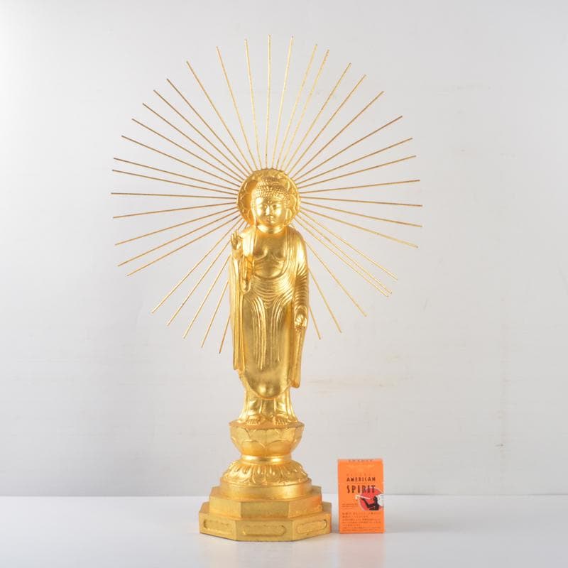 仏教美術　古銅鍍金　釈迦如来立像　仏像　V　5072A