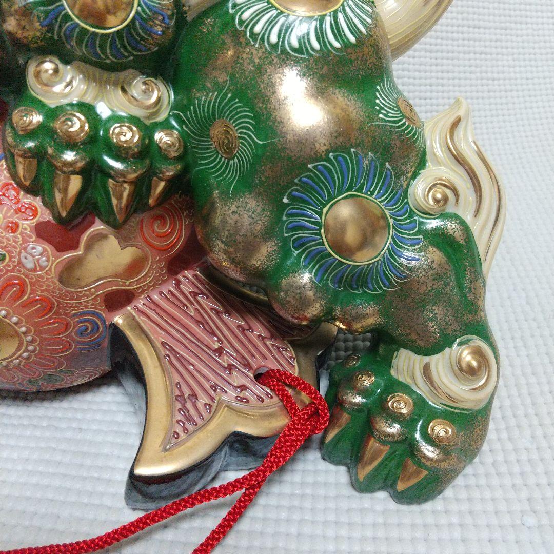 N*n様 打出の小槌♪30cm狛犬 レア色 金運/魔除け 九谷焼