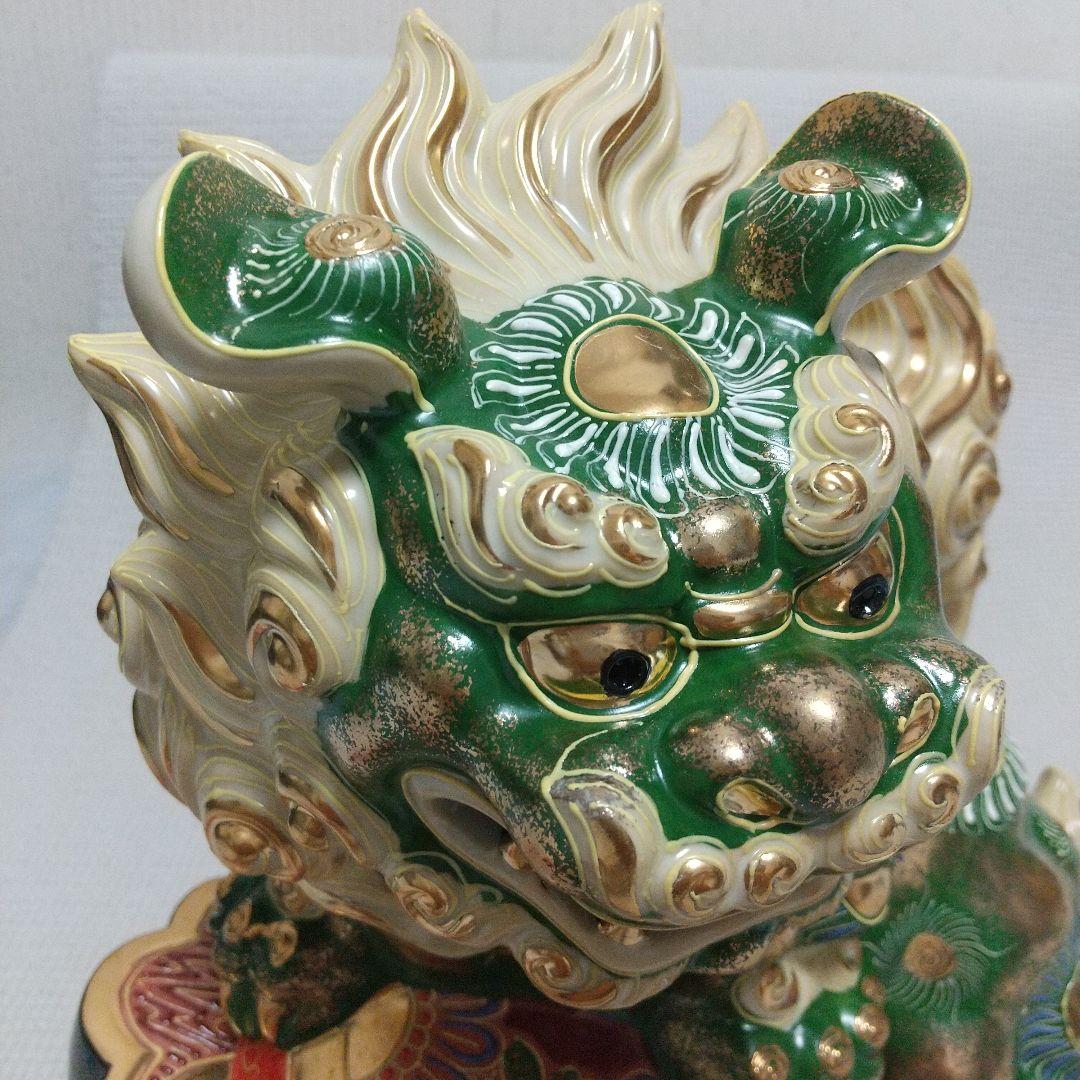 N*n様 打出の小槌♪30cm狛犬 レア色 金運/魔除け 九谷焼