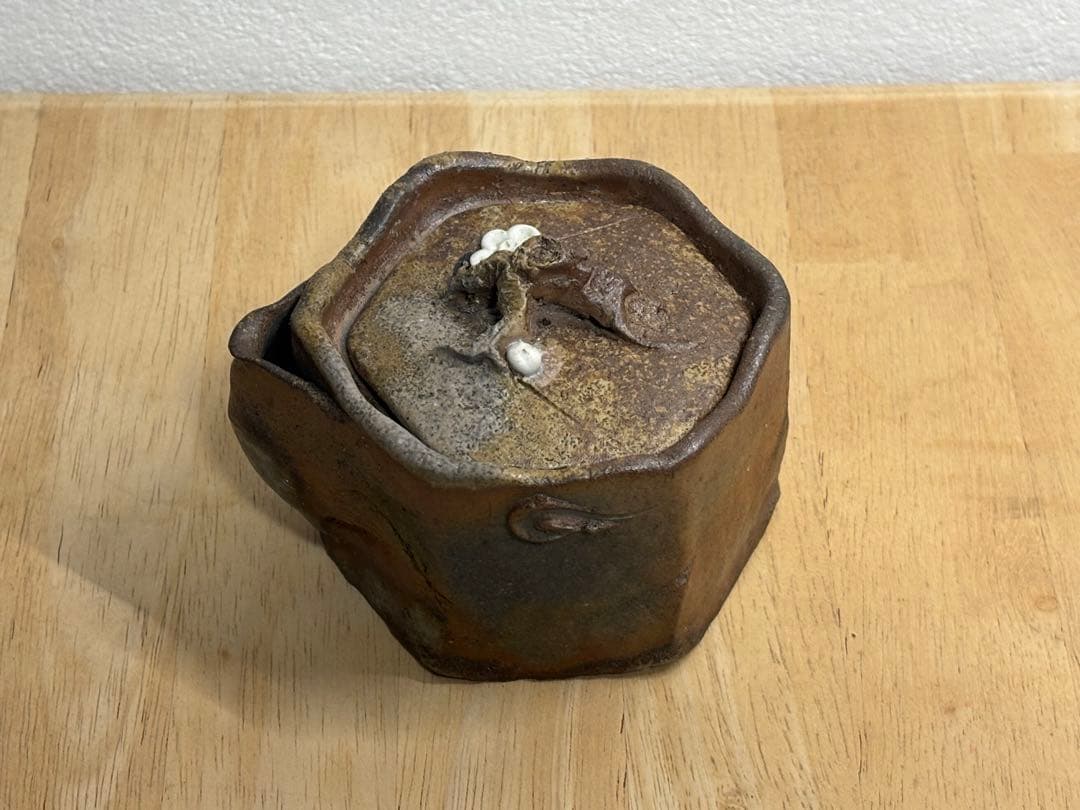 73.備前焼 宝瓶 登り窯 白梅 はくばい 六角 手びねり 急須