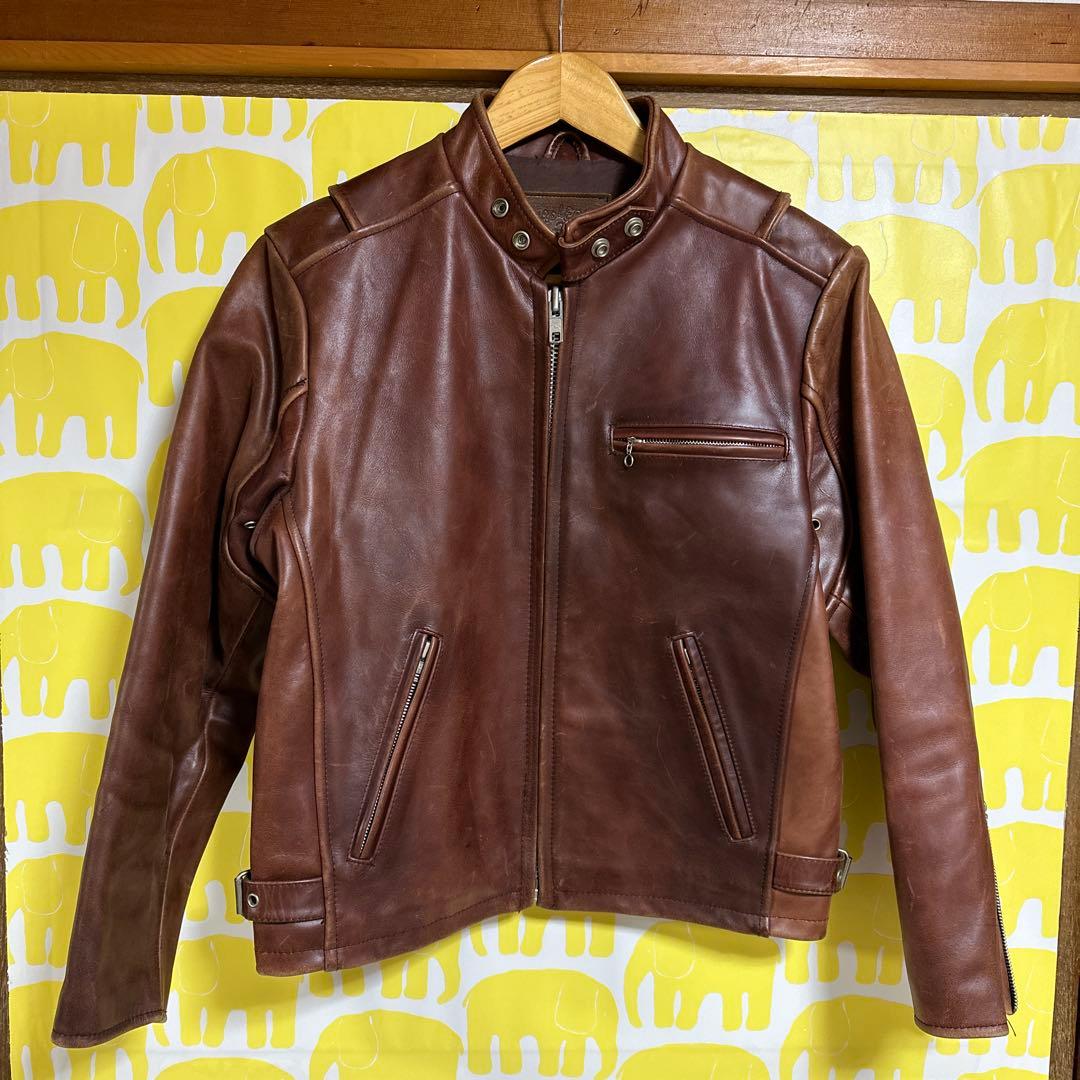 EURO LEATHER ブラウンレザー シングルライダースジャケット