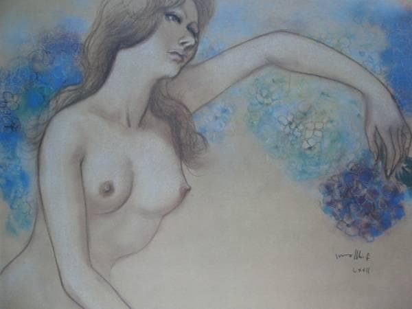 古沢岩美、あじさい、希少大判画集画、新品額装付、状態良好