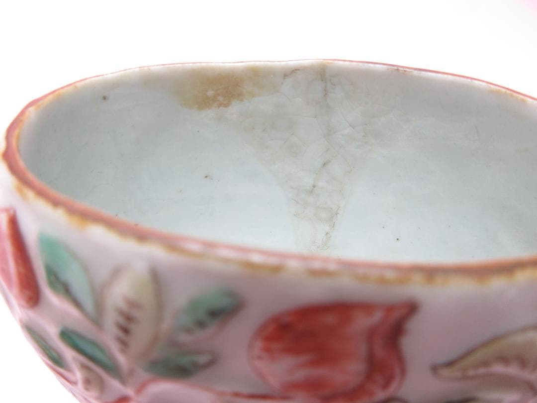 蝶彫刻 火屋 陽刻 花紋 古い 香炉 E90918