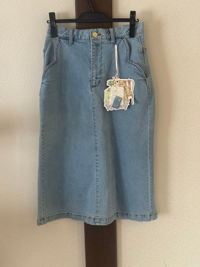 yukiemonおリボンデニムミドルスカート