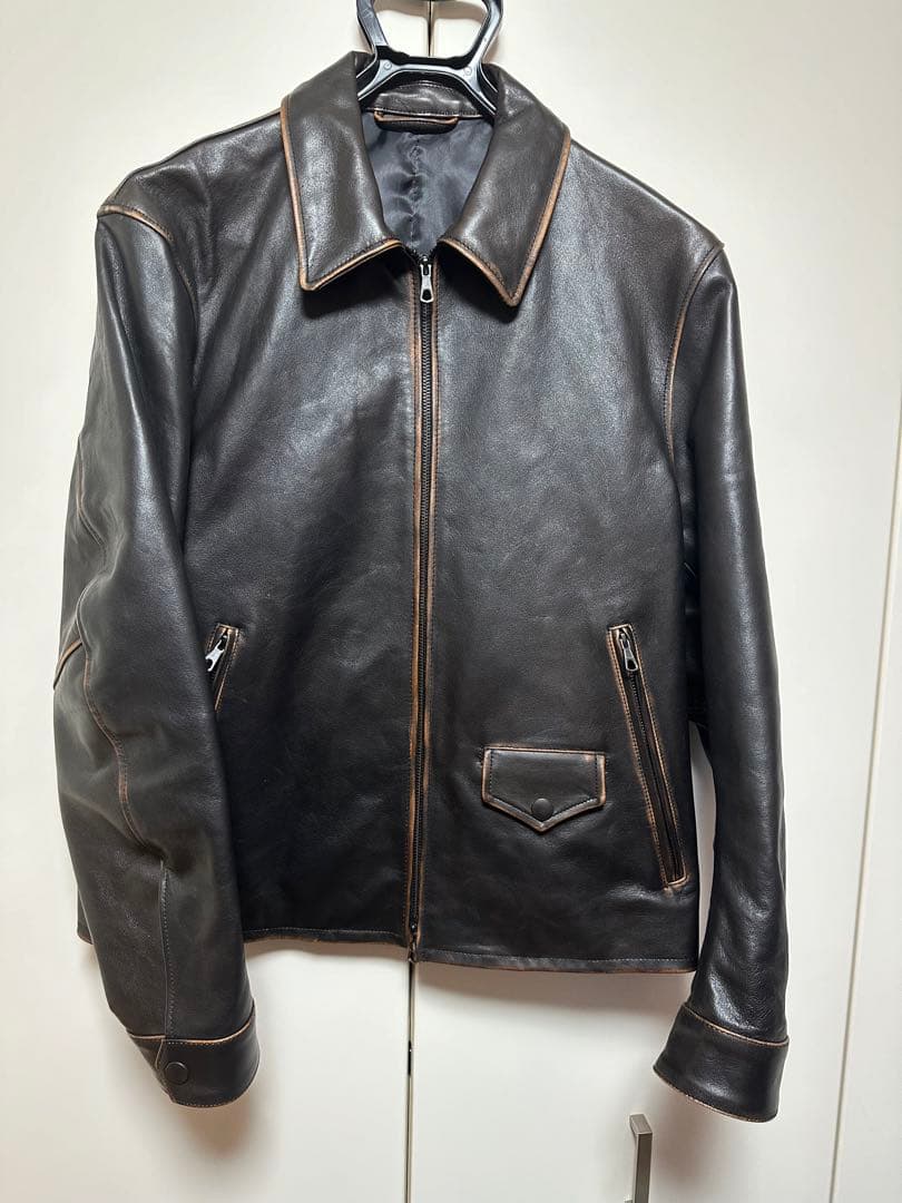 【新品】Edifice 25ss アンティークレザージャケット Lサイズ
