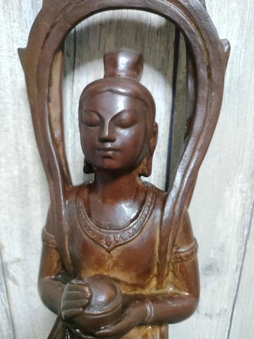 洞澤今朝夫 観音菩薩坐像 ブロンズ像 銅像 42cm 仏像