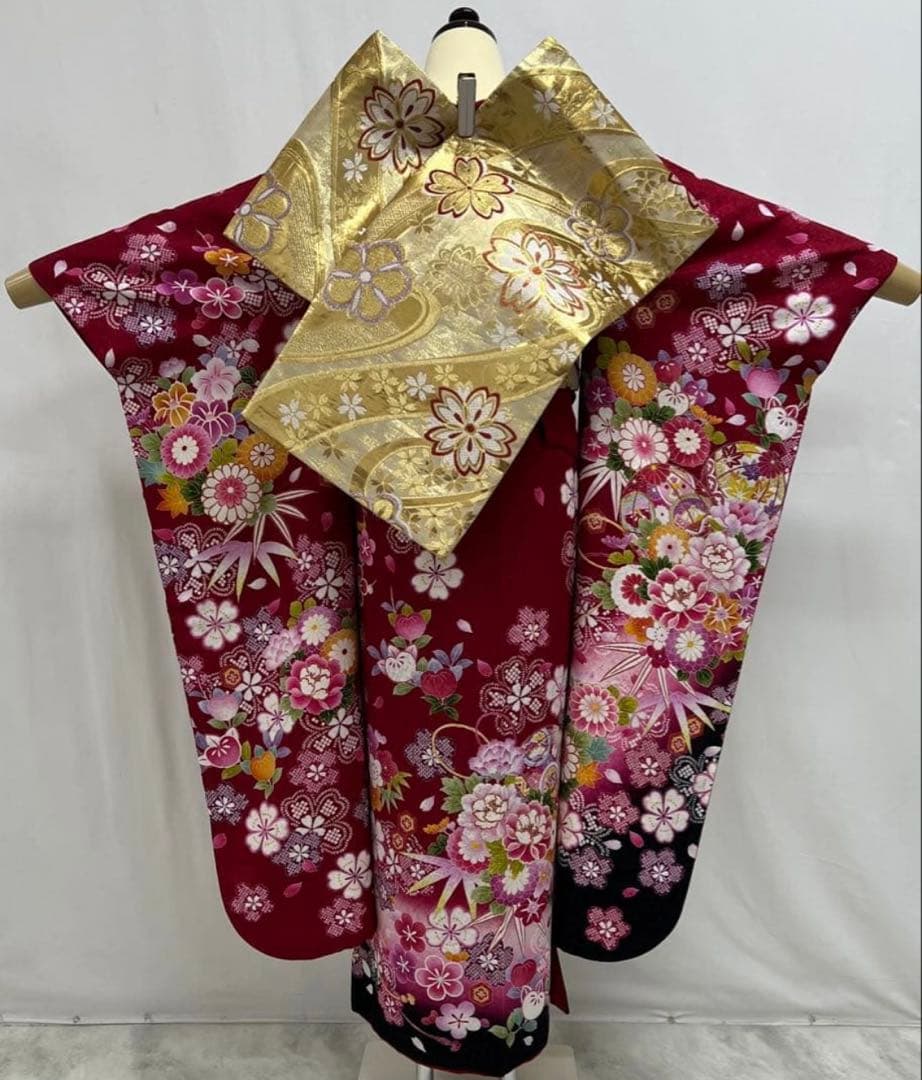 振り袖　フルセット　長襦袢付　ブランド　金彩加工　刺繍入り　銀通　成人式　735