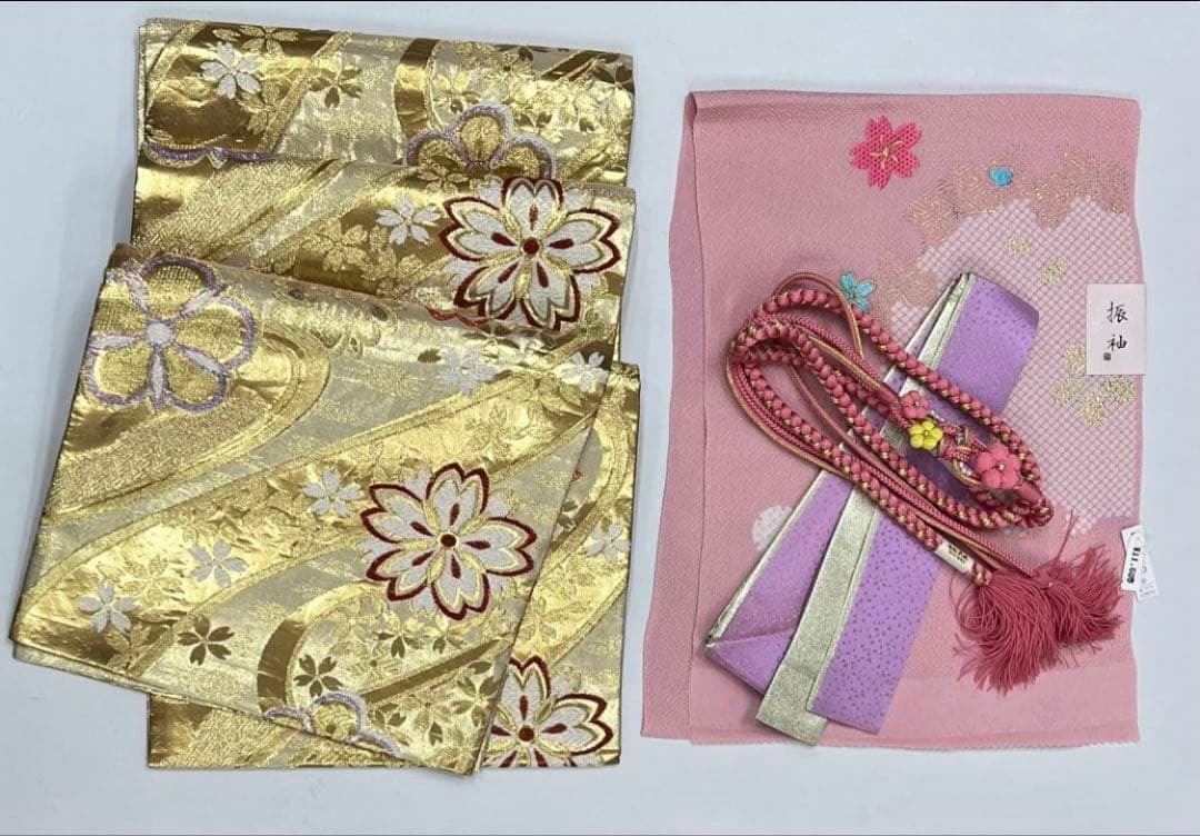 振り袖　フルセット　長襦袢付　ブランド　金彩加工　刺繍入り　銀通　成人式　735