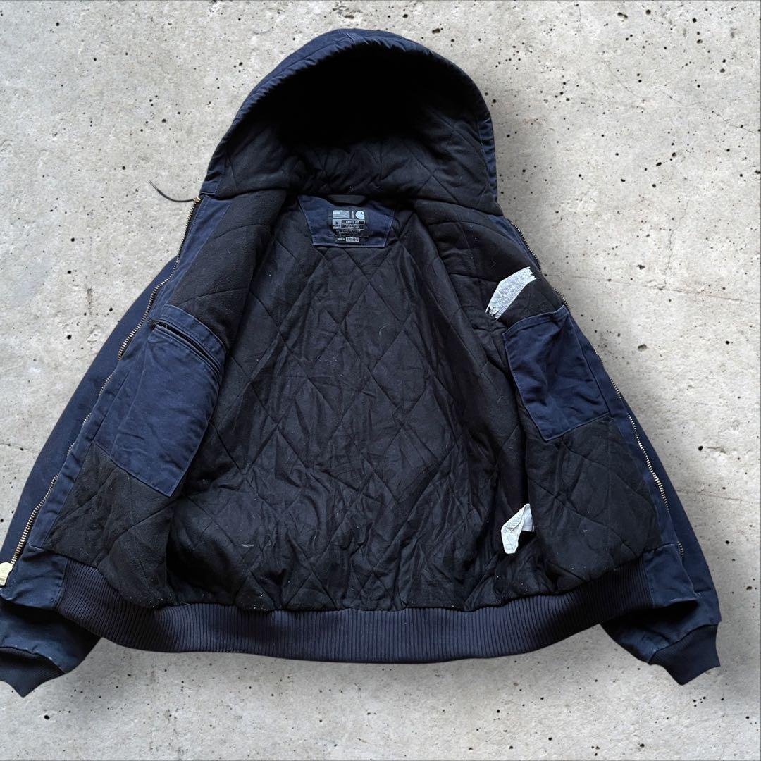 【00s】USA製carharttアクティブジャケット　ダック地　企業ロゴ