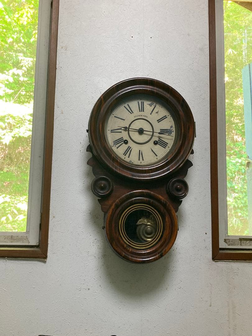 アンティークANSONIA 8日巻ダルマ柱時計 稼働中