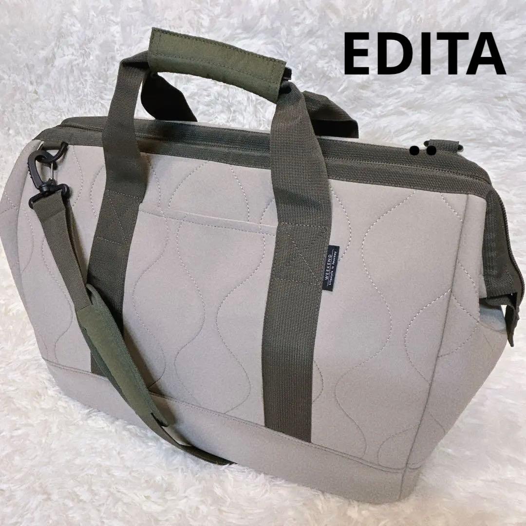 美品☆ EDITA. エディータ ネオプレン がま口　ボストンバッグ L
