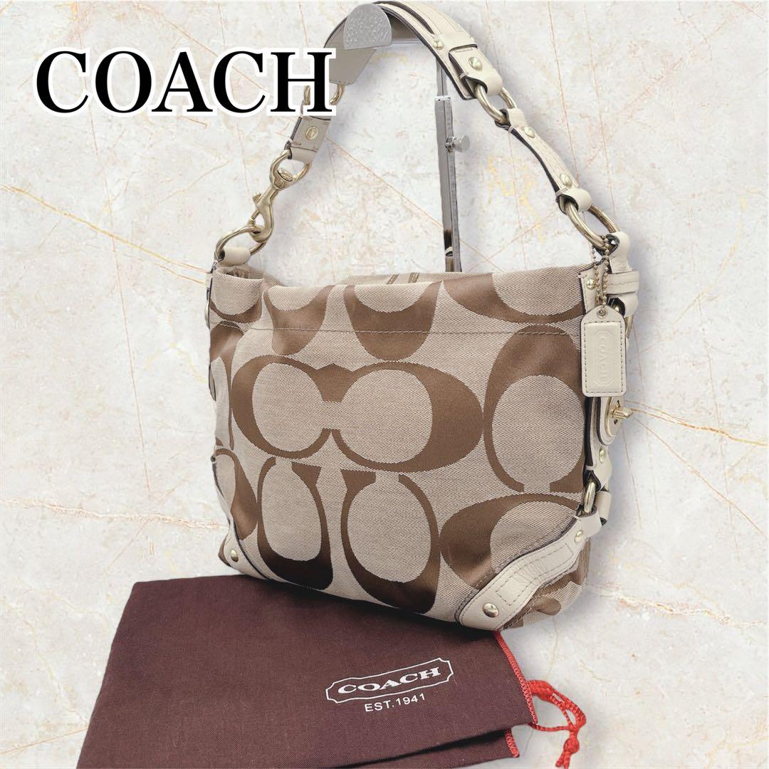 COACH シグネチャー ワンショルダーバッグ キャンバス　ターンロック