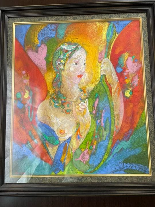 絵画　金森良泰　朱い翼の天使