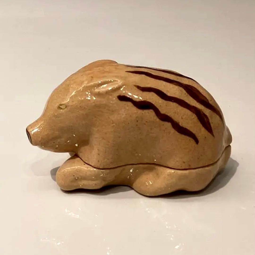 干支　亥　香合　利昇作