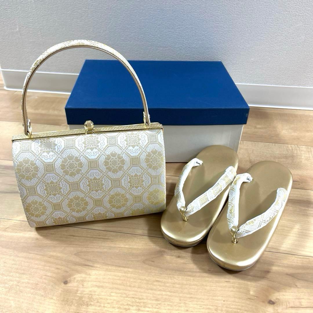 フォーマル 正絹帯地 草履 バッグセット 和装 一度のみ使用 ①