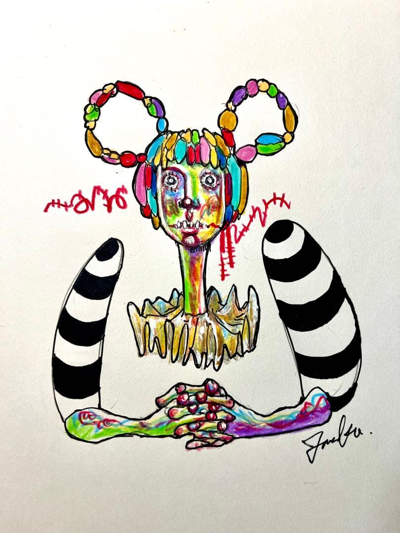 イラスト　ポップ画　色鉛筆　自作画　オリジナル画