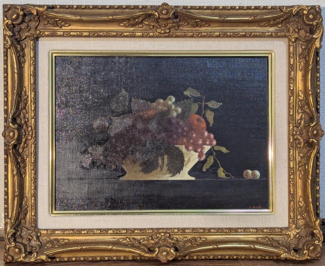 【真作】絵画　尾崎進　油彩4号　静物　バロック風の重厚な一作　X117