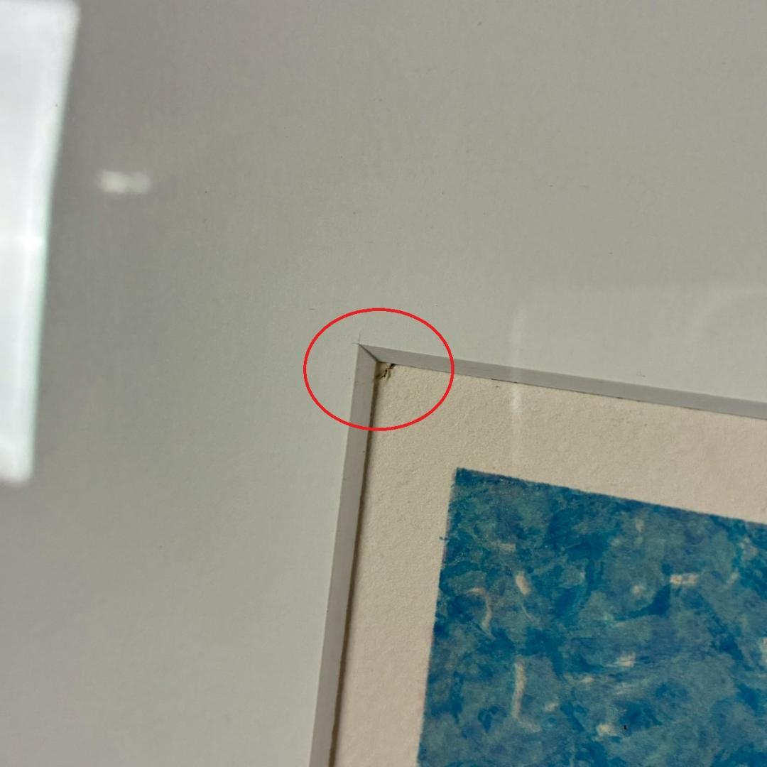 美品 アンドレ・ブーリエ「水辺の家」リトグラフ 直筆サイン入 お洒落な額装 点描