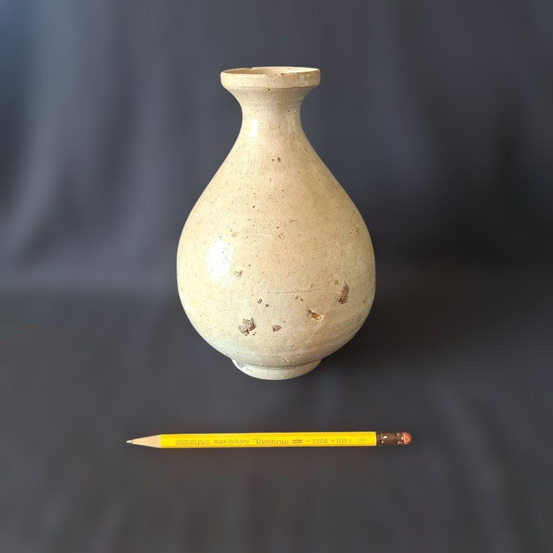 「特別出品！ これぞ骨董！」 李朝 白磁徳利 (幅13cm 高さ20cm) 骨董