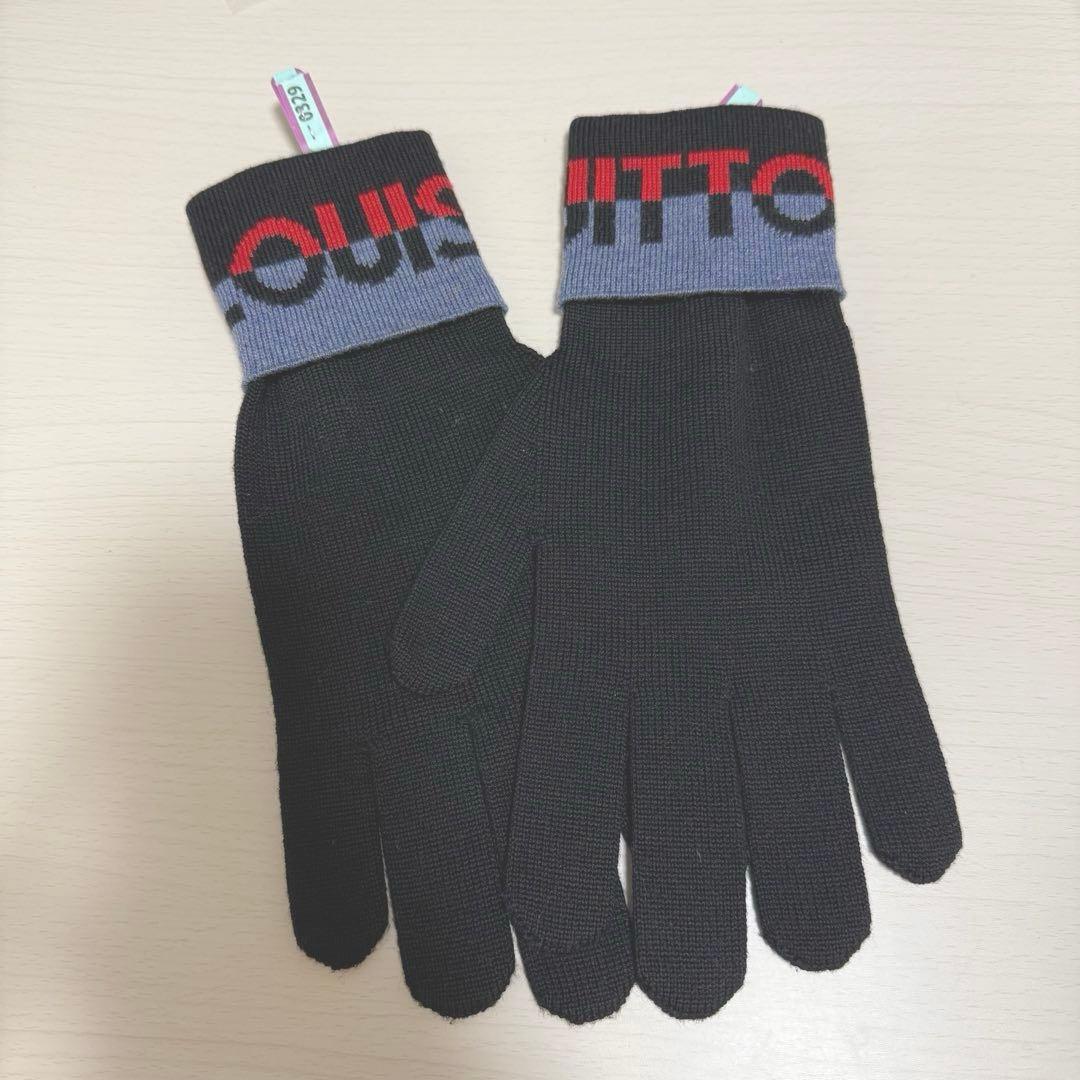 【超美品】VUITTON ヴィトン グローブ 手袋 ウール メンズ ブラック