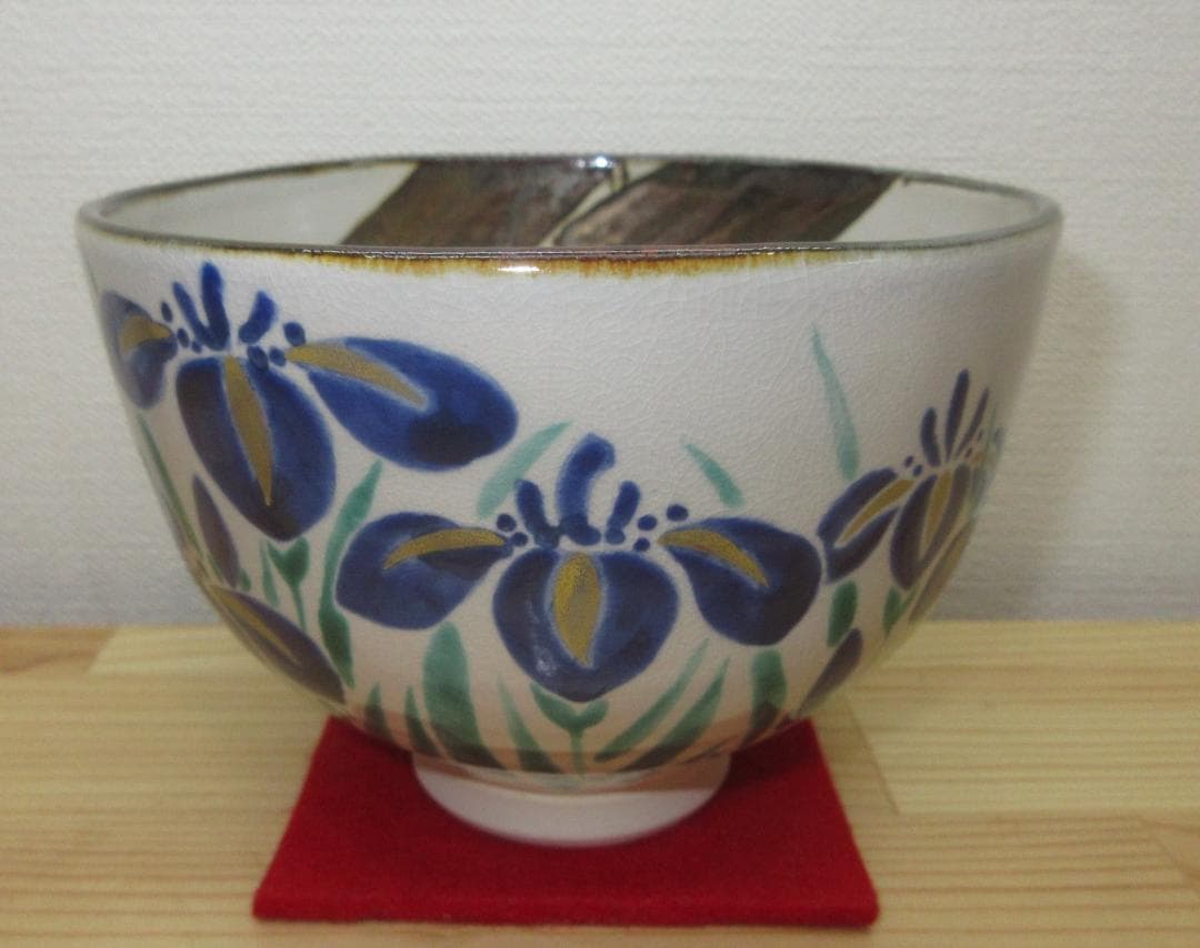 送料込【逢絢亭・新品】茶道具 茶碗 京焼 半七風 八ツ橋の図 山川敦司 共箱入り