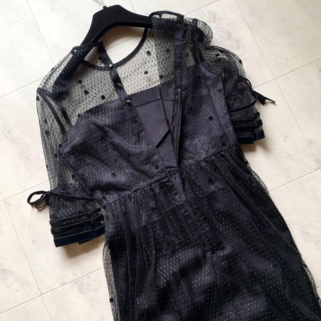 美品♡レリアン ドットレース ドレス ワンピース ウエストリボン ロング 9