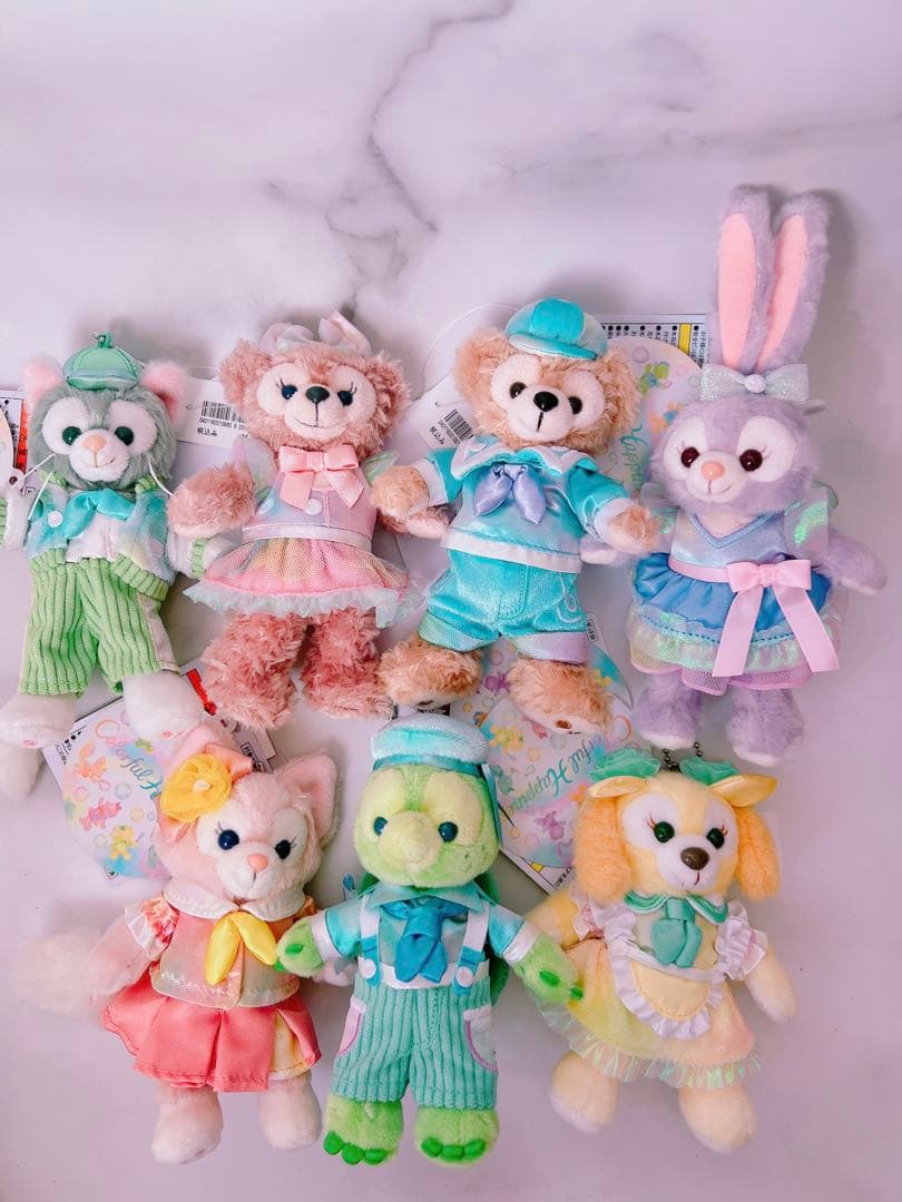 ダッフィーアンドフレンズ 20周年 カラフルハピネス ぬいばセット