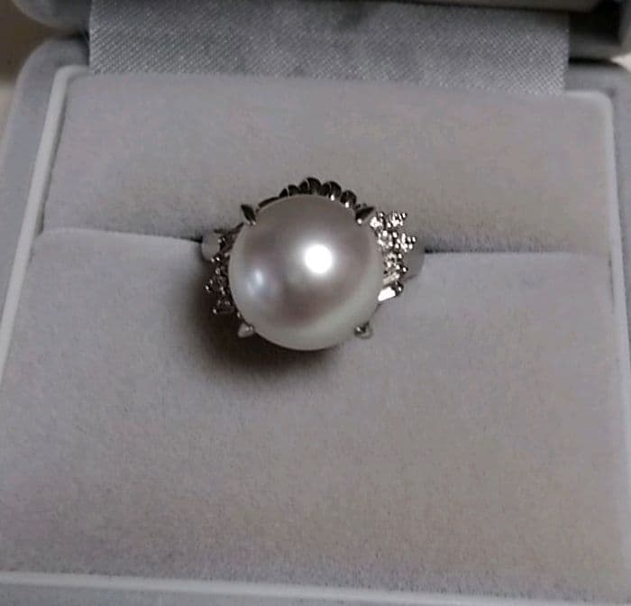 真珠　指輪　プラチナ　リング