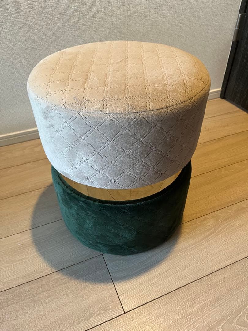 Ayamiayami さん専用円形スツール ベージュ グリーン　フランフラン