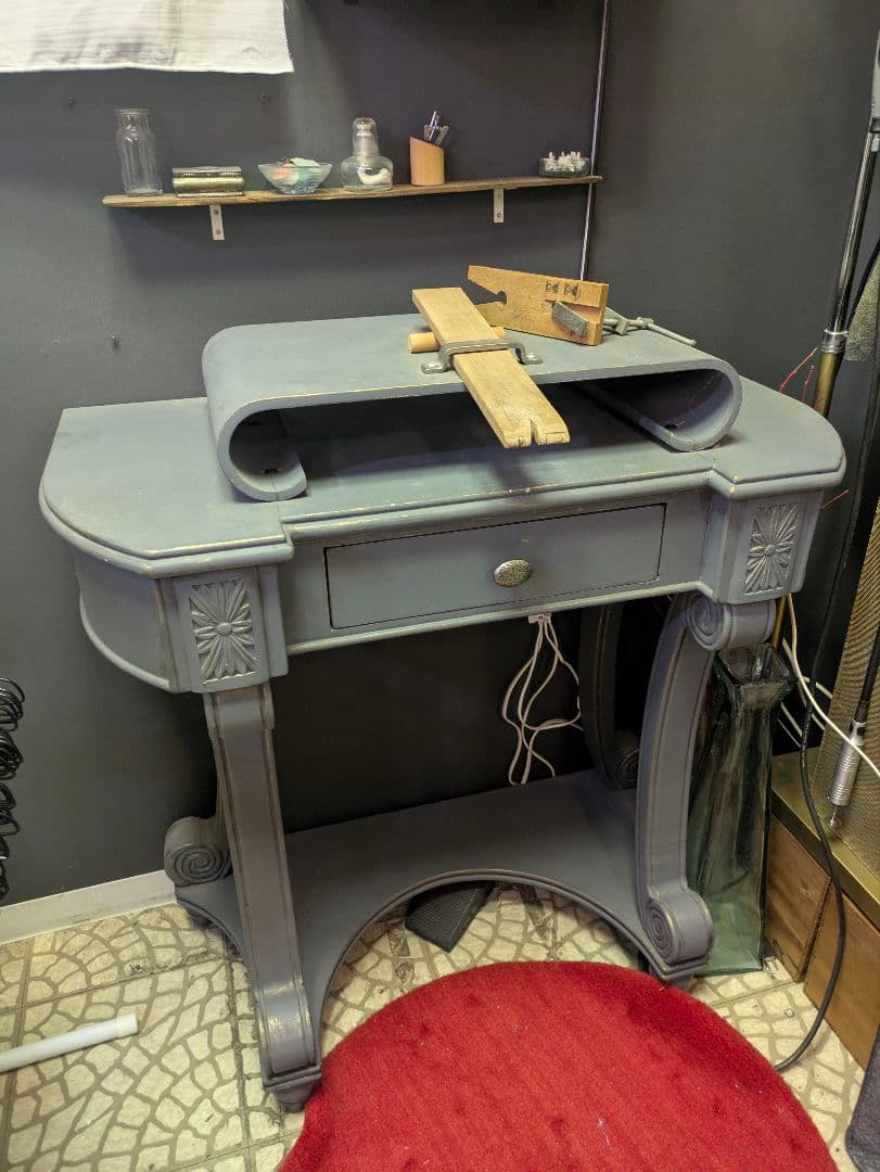 彫金台　彫金机　作業台 グレー　リメイク品　すり板