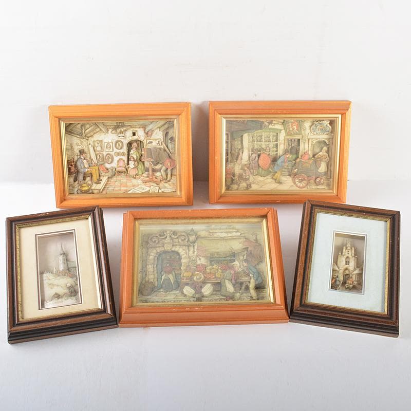 アントンペック作　シャドーボックス　3Dアート　額装　5点　M　R6576B