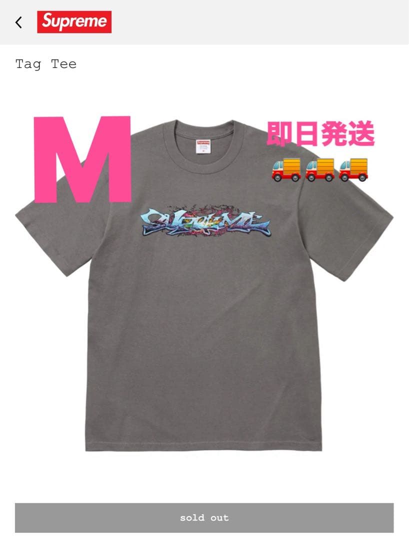 Supreme Tag Tee Mサイズ グレー