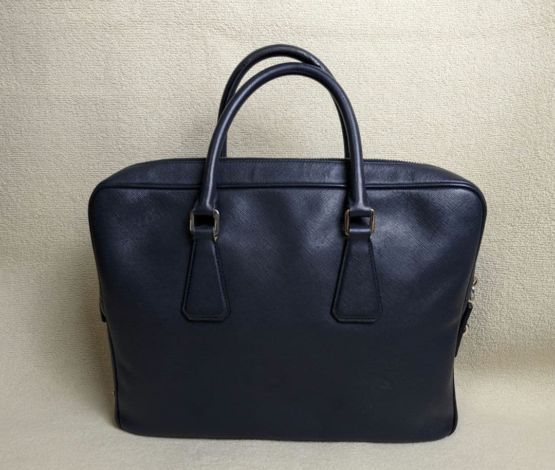 PRADA プラダ ビジネスバッグ サフィアーノレザー 紺 A4収納可