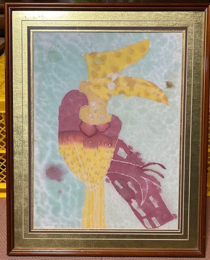 バティック染め　絵　ホーンビル　マレーシア