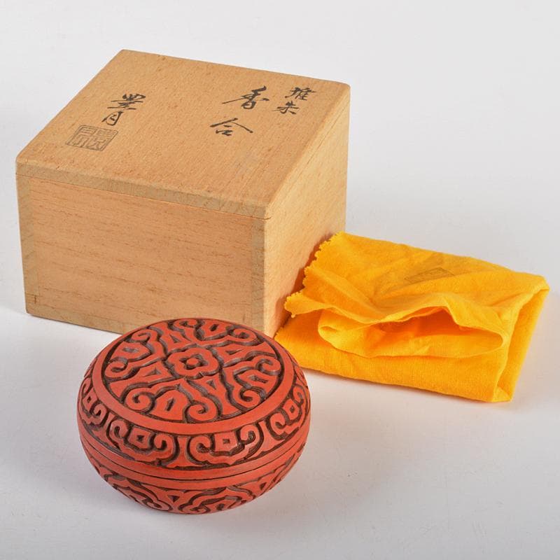 茶道具　豊月造　堆朱　香合　共箱　V　R6642