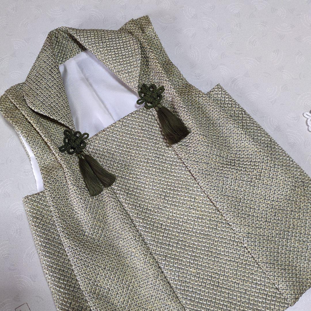 七五三３歳男の子正絹総絞りの被布（中綿無し）抹茶色系です。
